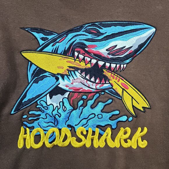 Hoodshark‎ Hoodie Men's Brown Size XL Patches Embroidered Streetwear Rap Hip Hop - Picture 2 of 16